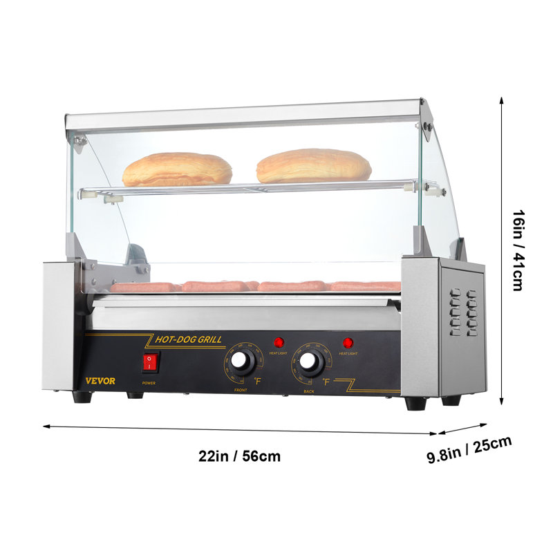 VEVOR Hot Dog Roller with Glass Lid
