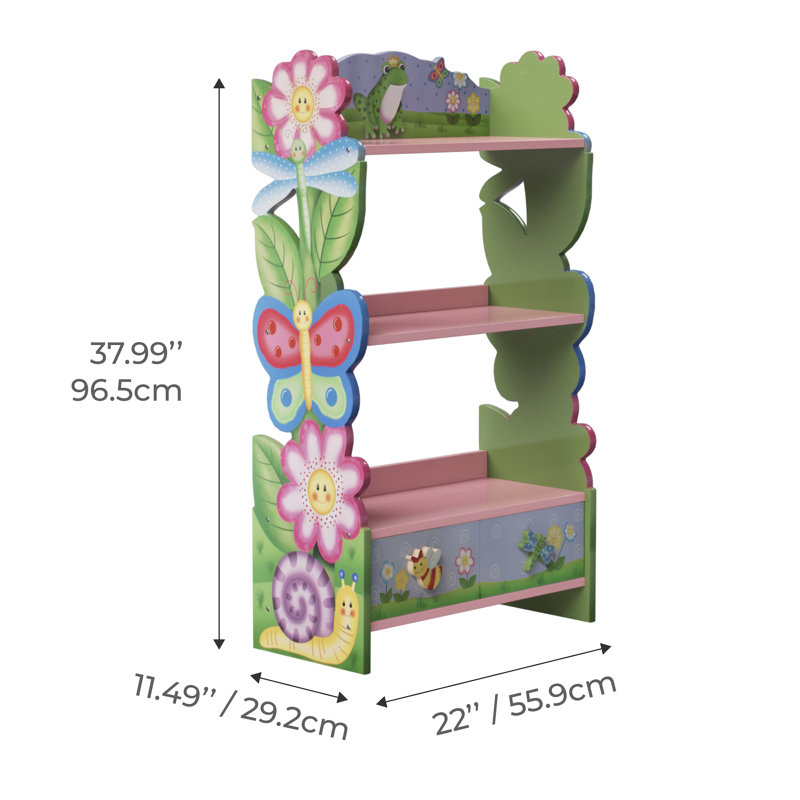 Magic Garden Kids' Multicolor Wooden Bookshelf with Storage Drawers