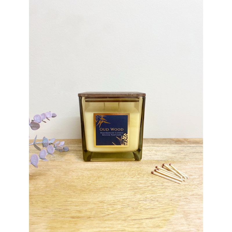 Old Wood Scented Jar Candle with Glass Holder