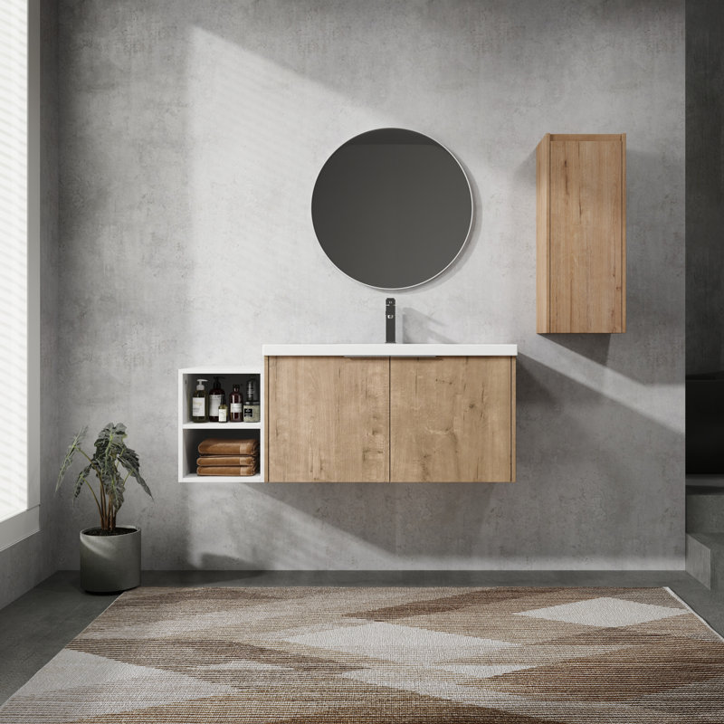 Meuble-lavabo de salle de bain Santina - 42 po avec lavabo et armoire latérale, 48"