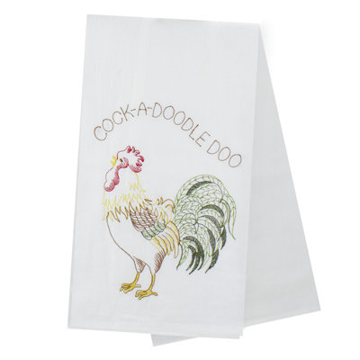 25" Brown and White Cotton Rooster Towel