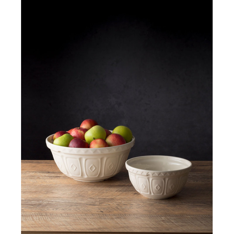 Cream Ceramic Patterned Mixing Bowl, 2.15 Quart