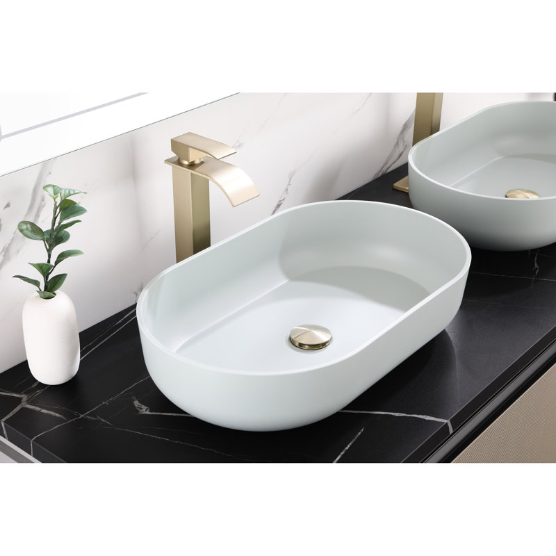 Récipient de salle de bain moderne - 24 po Rectangulaire, ABS bleu, installation au-dessus du comptoir, matériau, évier ovale à drainage rapide 24 po x 14 po, installation, évacuation rapide et à décoloration