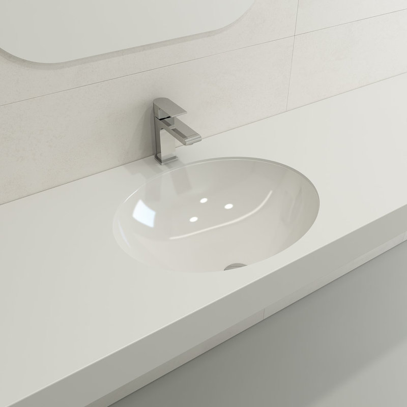 BOCCHI Parma 17.7'' Fireclay Oval Bathroom Sink with Overflow, White