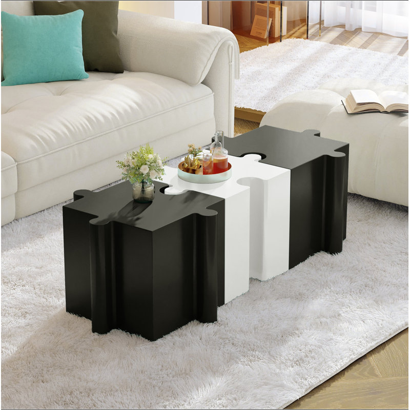 Ensemble de 3 tables de casse-têtes artistiques, tables d'appoint modulaires MGO avec emboîtement (2 convexes et 1 concave), capacité de 200 lb pour l'intérieur et l'extérieur