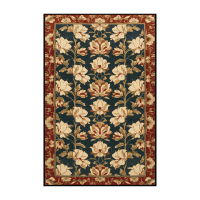 Machine Washable Art Deco Black Area Rug
