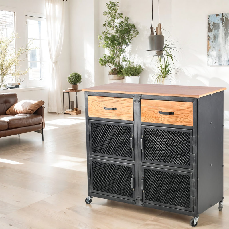 Kerbi Accent Cabinet, Light Brown/Silver