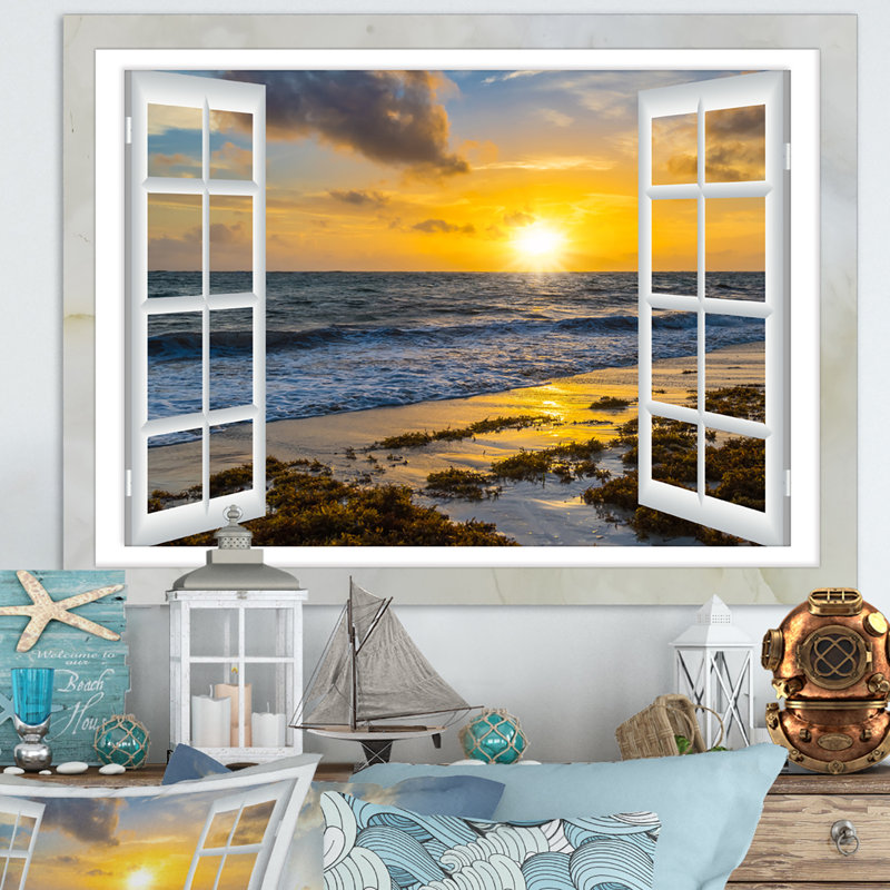 «Open Window to Bright Yellow Sunset», photographie, H 30 po x l 40 po x P 1,5 po, Métal