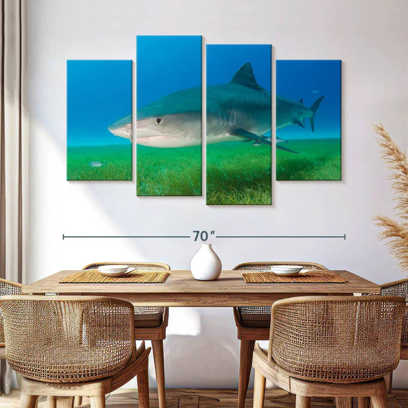 Brampt Tiger Shark On Sea Grass, 42" H x 68" W