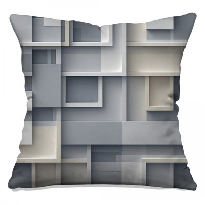 Gray Geometric Layers Double Sided Throw Pillows
