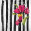 Fleurs sur rayures noires et blanches - reproduction encadrée