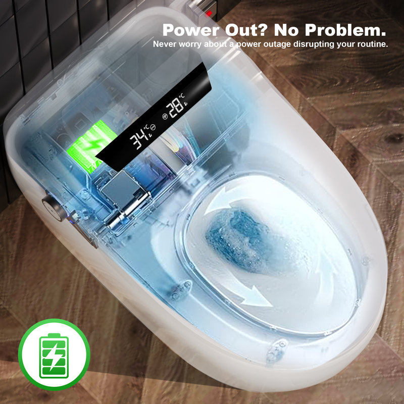 Luxury Elongated Smart Bidet Toilet with Heated Seat, Air Dryer, Touchless Flush, Soft-Close Lid, Gentle Night Light, and Remote Control