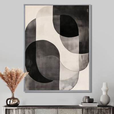 Black White Abstract Wall Art, Monochrome Curve Canvas, Geometry  Black And White Minimal Curves
