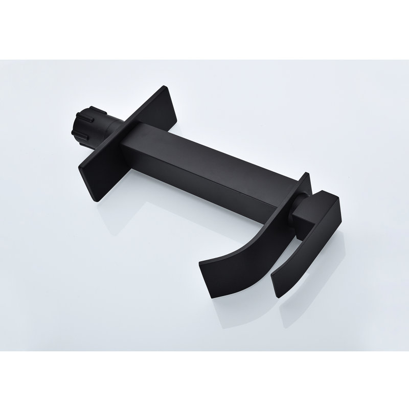 Waterfall Spout Bathroom Sink Faucet In Matte Black, Single Handle Function, Crafted From Stainless Steel Material Faucet, Black Color, Handle, Made Of