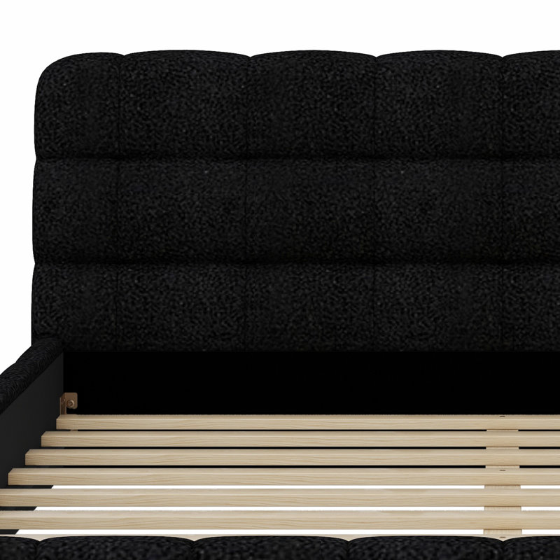 Lit plateforme en tissu d'ameublement, Noir