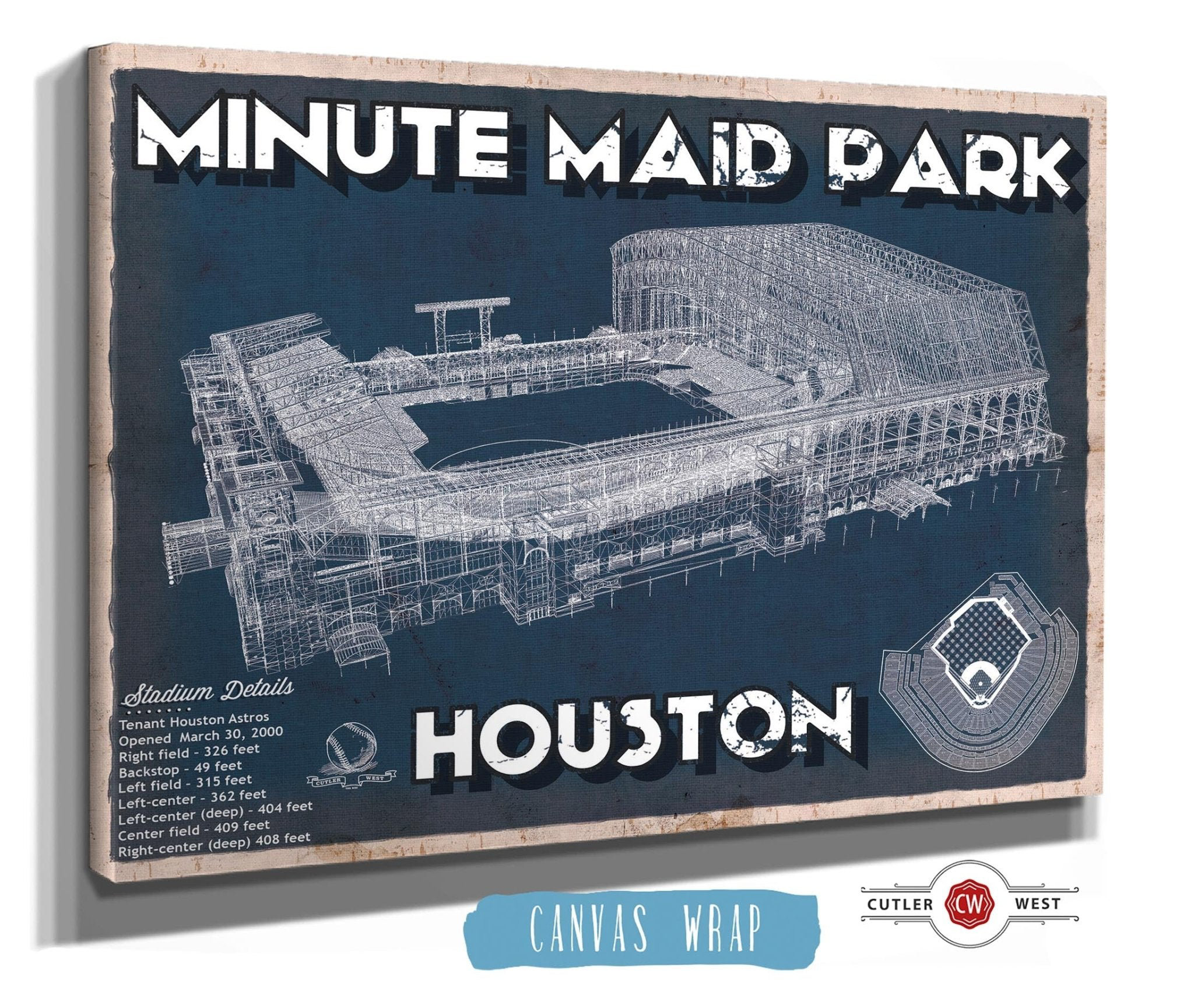 Houston Astros Minute Maid Park Team Color Vintage Baseball Fan Print On  Paper by Brett Nelson Graphic Art