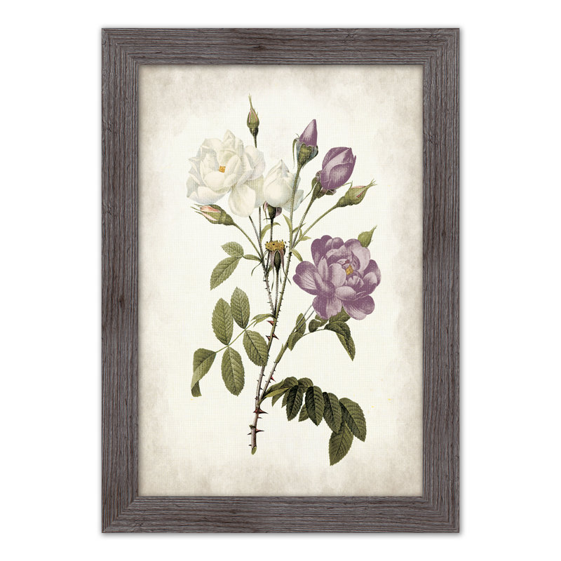 Reproduction encadrée de fleur de lin mauve, H 24 po x l 16 po x P 0,75 po