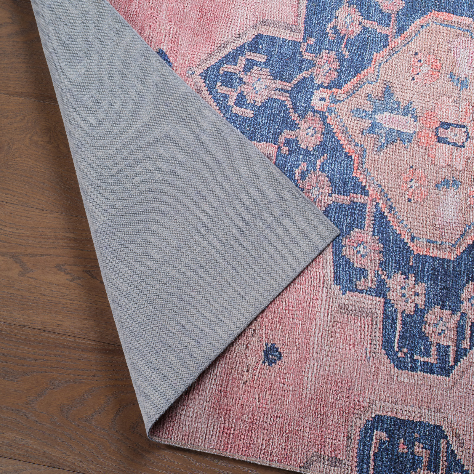 Davin Pink Blue Washable Oriental Rug, Rectangle 2' x 3'
