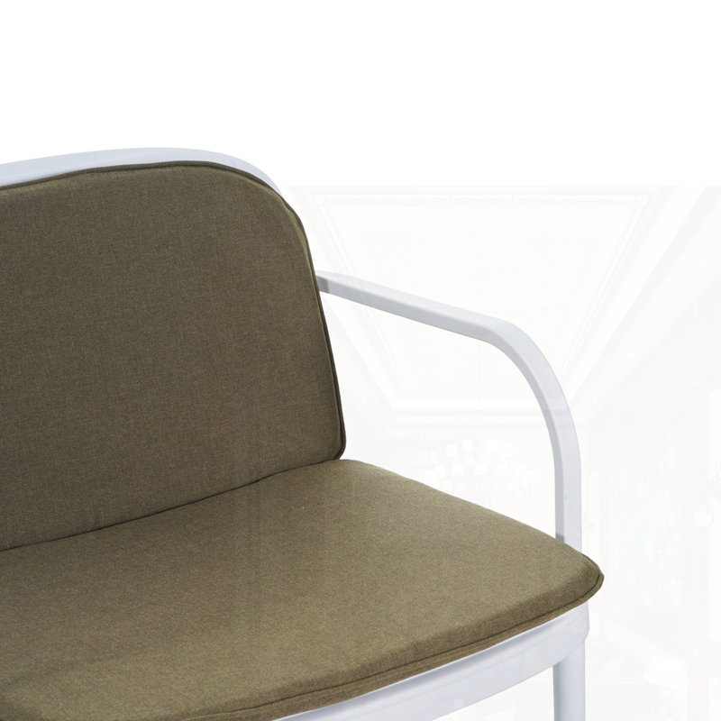 Ensemble de 2 fauteuils club d'extérieur avec coussins, Coussin vert / cadre blanc
