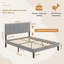 Bed Frame with Adjustable Linen Headboard, Solid Wooden Slats & Upholstered Platform, Easy Assembly-1774008960-1774008974