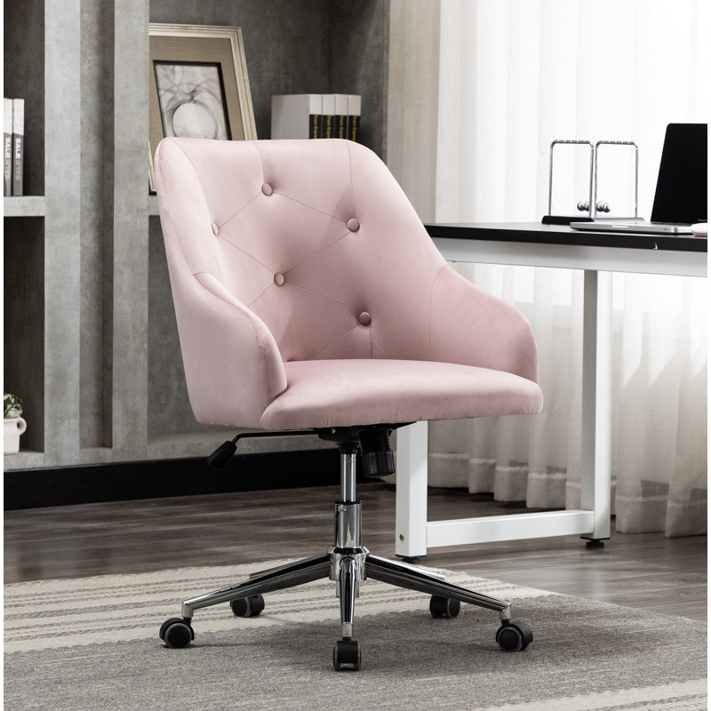 Chaise de travail en velours Lusero, Rose