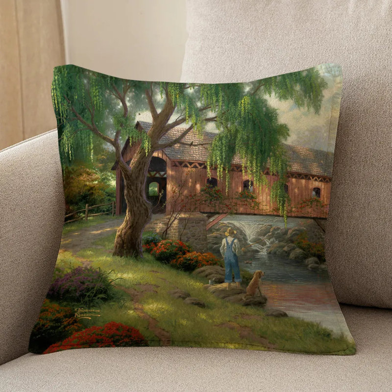 Thomas Kinkade The Old Fishin' Hole Indoor Decorative Pillow