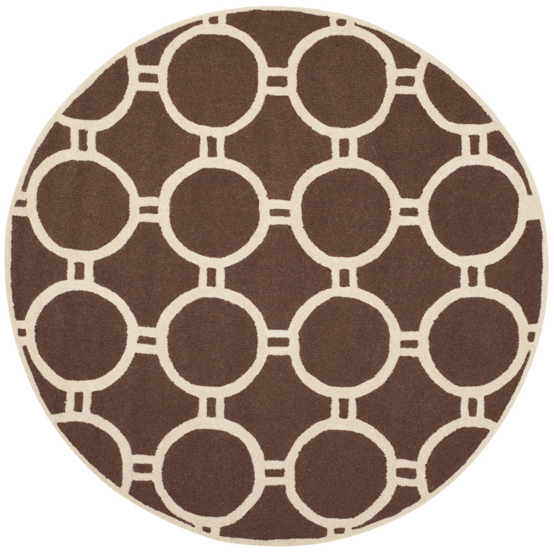 Deedgra Hand Tufted Wool Geometric Rug, Round 6'