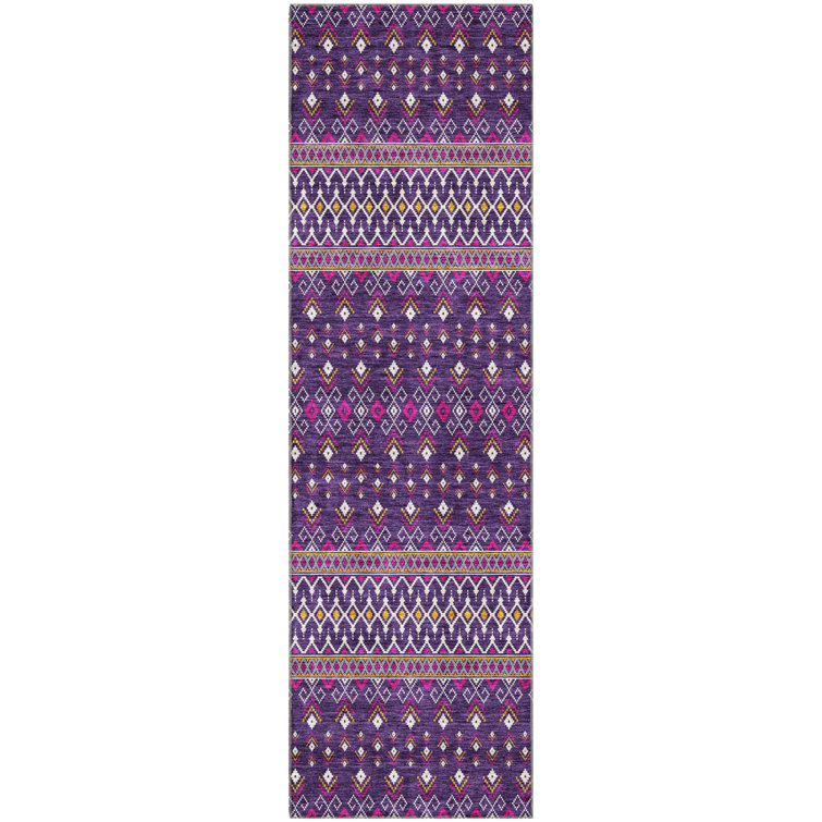 Premium Machine Washable Prisco Purple Rug