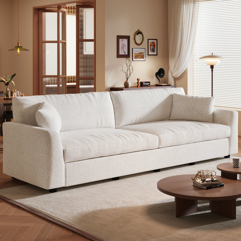 Oversized Sofa 2 Seater, 252cm Extra Wide & Deep Loveseat Couches, Modern Polyester Fabric Sofa, 330 lbs Capacity, Sofas for Living Room/Bedroom/Home, Includes 2 Decorative Pillows 