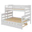 Lit superposé simple au-dessus d'un lit double avec lit escamotable Wood-116593633
