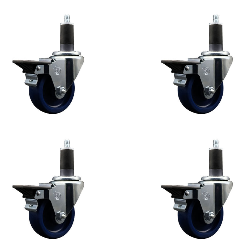Ensemble de roulettes extensibles en poly solide pivotant avec frein SCC PLB 3,5 po x 1-1 / 4 po