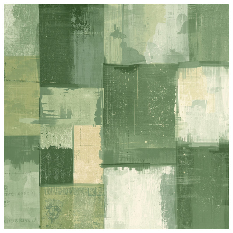 Couvertures vertes et beiges abstraites, L 50 po x H 60 po