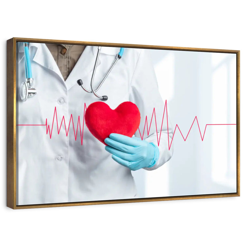 Soins médicaux pour cardiologue, Cadre flottant doré, 31 po x 21 po