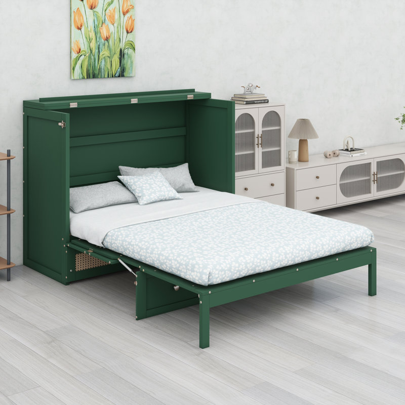 Système de lit escamotable moderne avec solutions de rangement intégrées, Vert