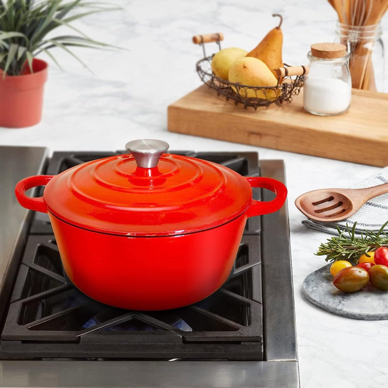 Cast Iron Casserole Dish - 3L, Red