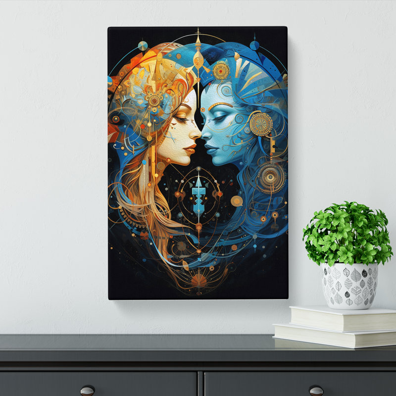 Gemini Zodiac Contemporary No.2 - Wrapped Canvas Print
