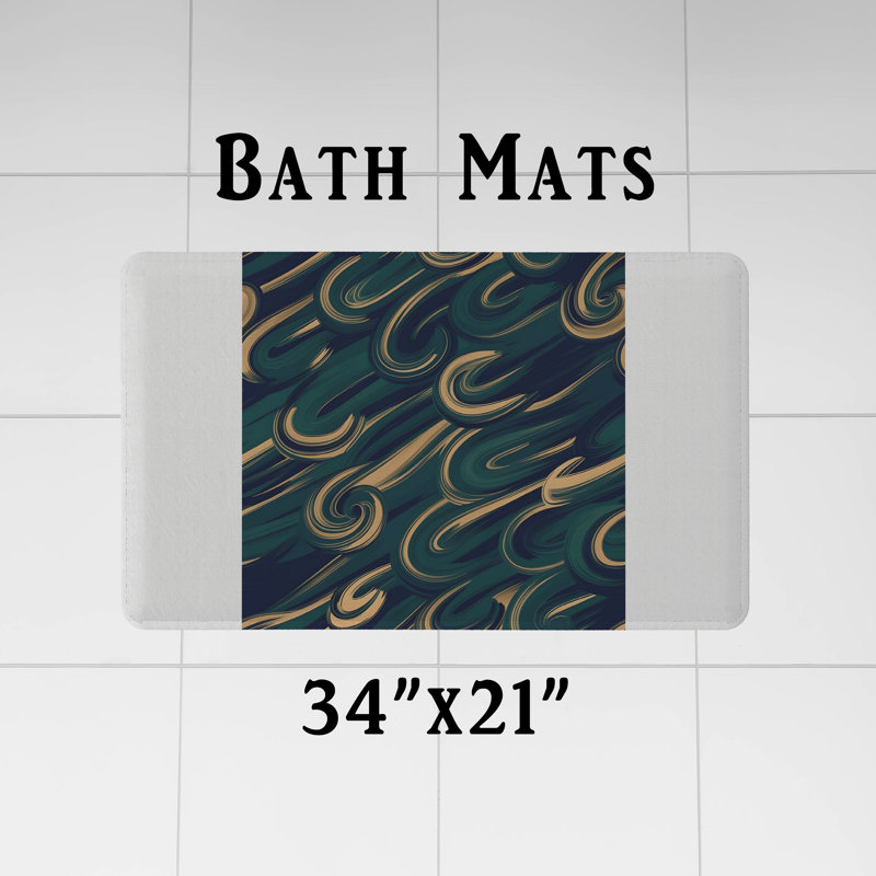 Rideau de douche Art Deco avec tapis de bain, H 72 po x l 70 po