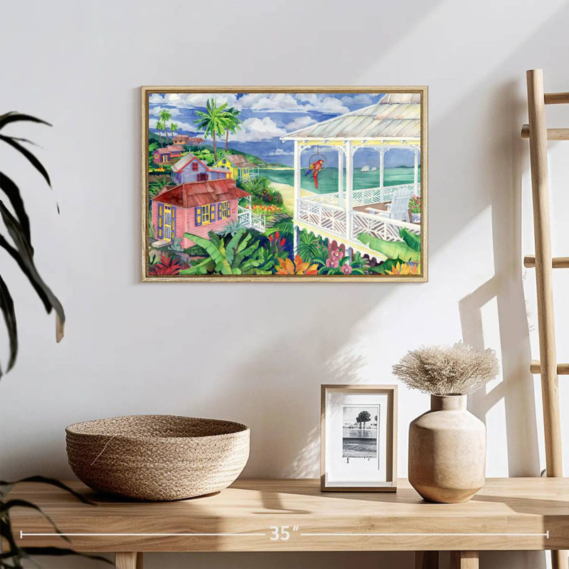 Baie Caribe, Cadre flottant en bois naturel, 19 po x 13 po