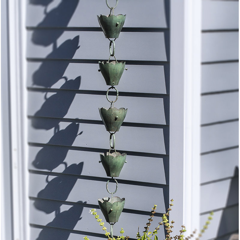 Alldredge Metal Rain Chain, Blue Verde Copper