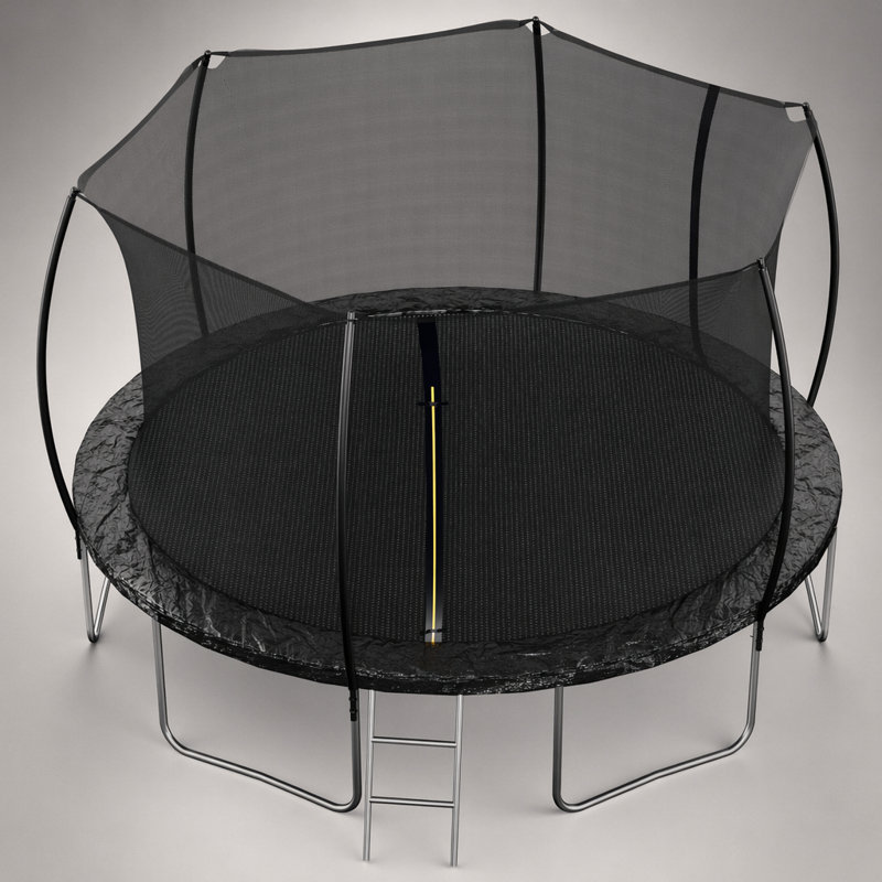 Trampoline 14 pi avec filet d'enclos, échelle et poteaux de clôture incurvés pour une sécurité et un rebond améliorés
