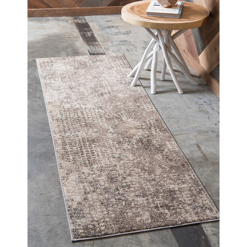 Tapis à motif géométrique couleur cendre Patrocinia, Tapis de couloir 2 pi 7 po x 10 pi