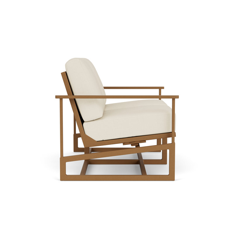 Outdoor Summit Rocker Bench with Cushions, Ebony, Sailcloth Sailor, Hickory