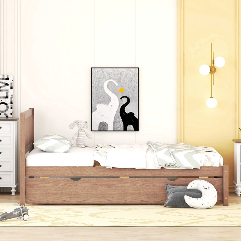 Structure de lit plateforme moderne en bois avec lit gigogne