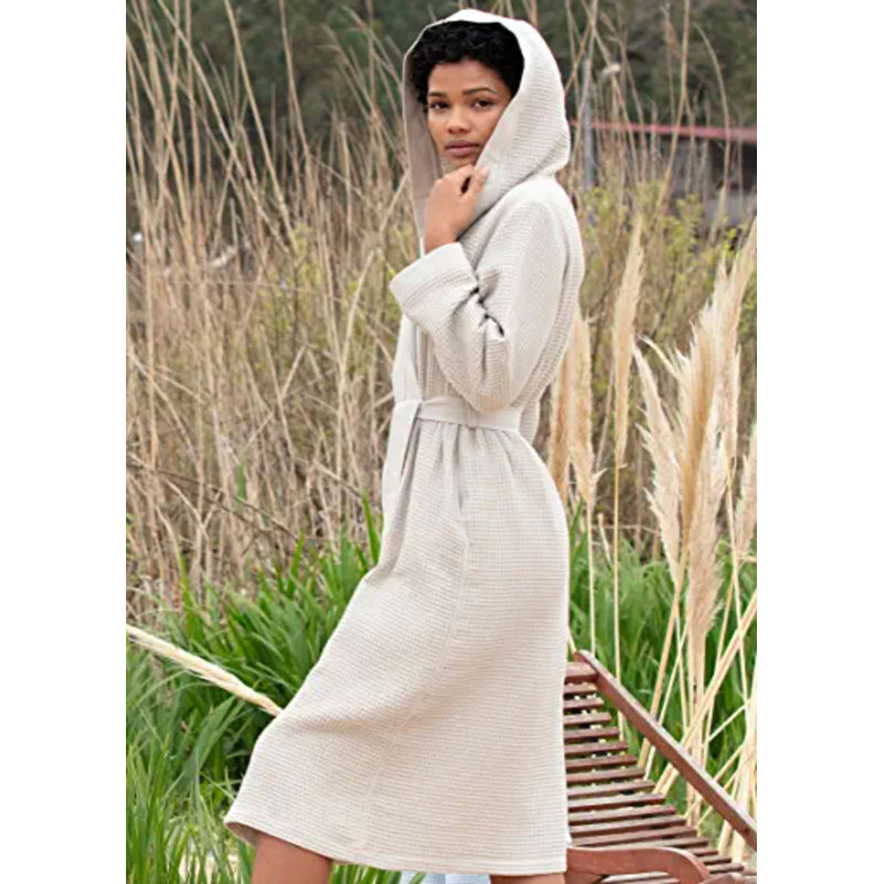 Peignoir SEYANTE 100% coton biologique certifié GOTS, L, Pierre beige