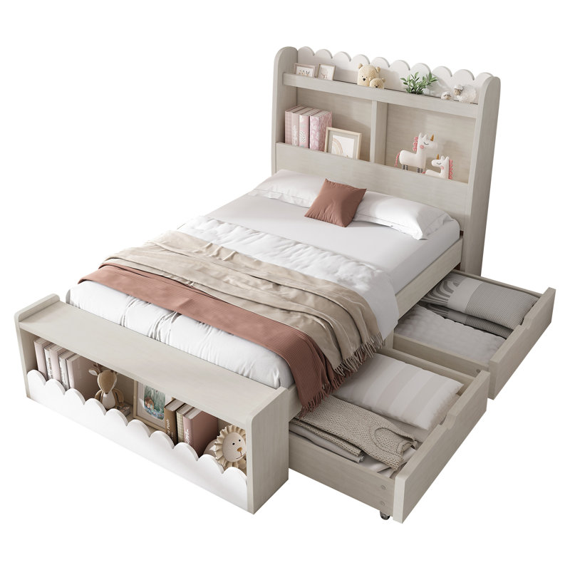 Auvianna Bed with 2 Drawers and Bench, 90cm W x 200cm L
