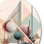 Mid Century Pastel Mountains II - abstrait géométrique, art mural rond sur métal-88599902