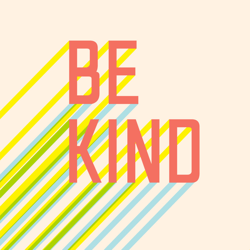 "Be Kind", art textuel sur toile tendue, H 30 po x l 30 po, Cadre simple blanc, Oui