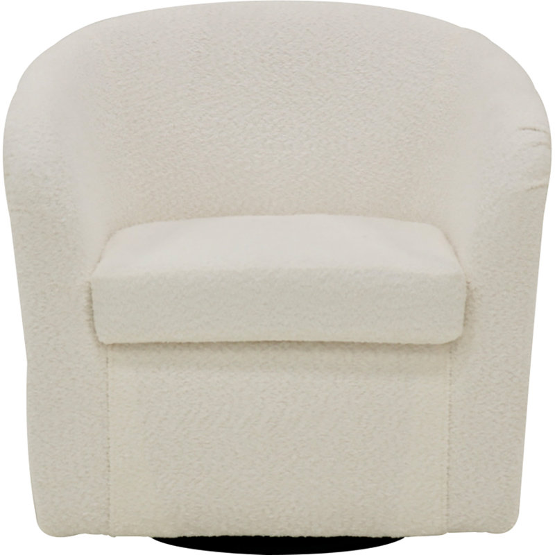 Anrea 30.5" W Polyester Swivel Barrel Chair, Oslo Ivory Polyester Blend