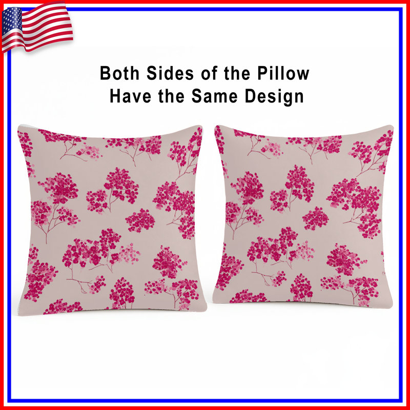 Floral Throw Pillow, Pattern Double Sided Pillows, 16 x 16 inches