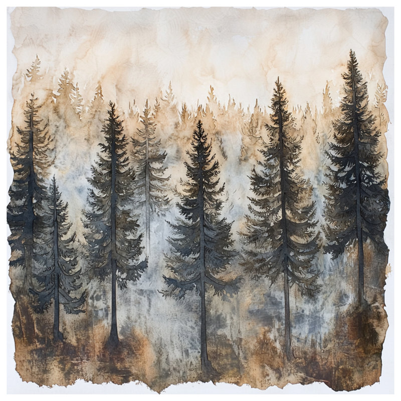 Misty Forest Landscape Double Sided Throw Pillows, 18 x 18 inches